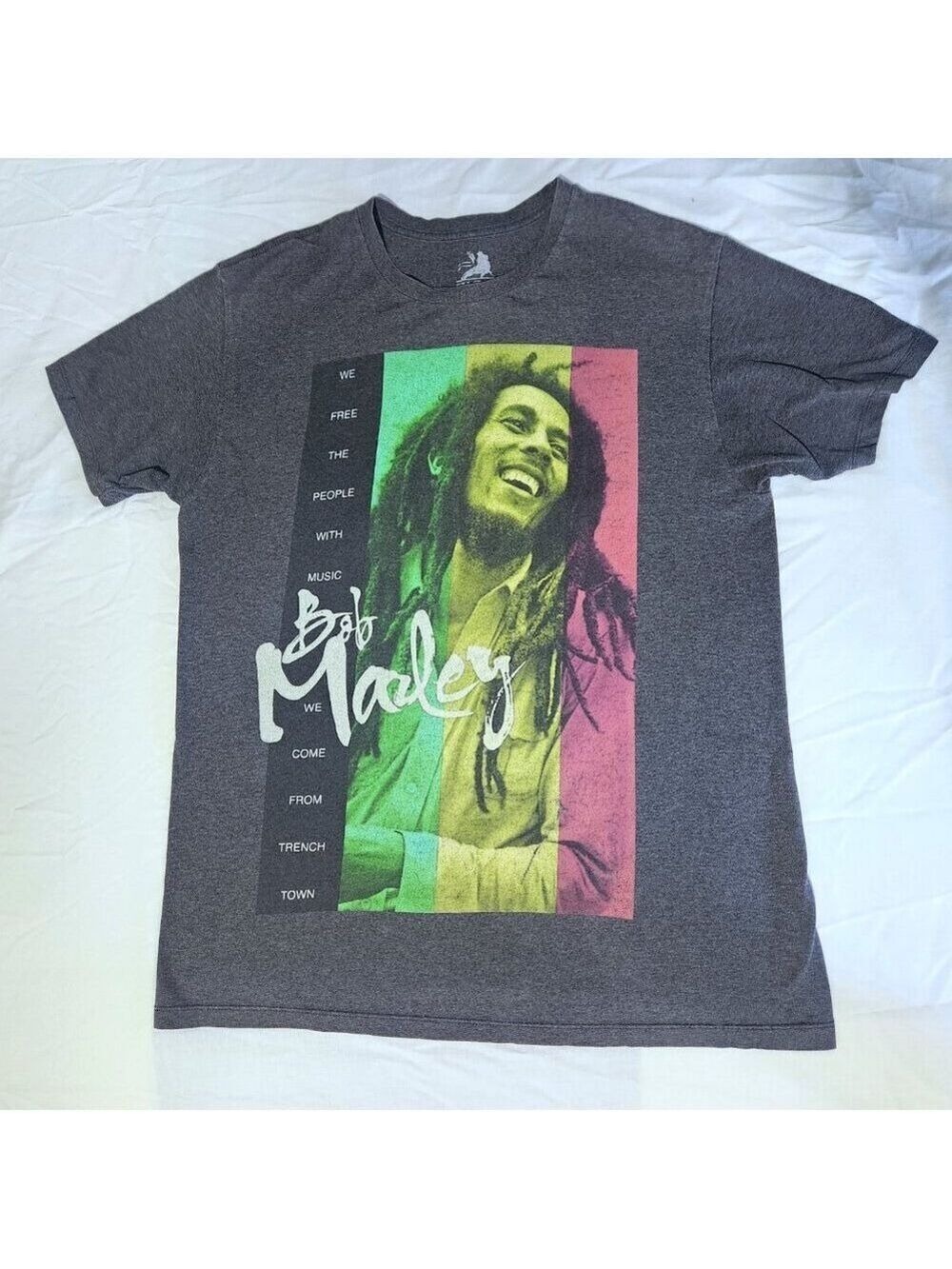 Bob Marley Graphic T Shirt Free The People With Music We Come Fron Trench Town